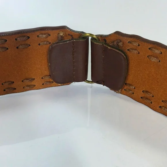 Antique Handmade ,3 Pieces / Elegant Men's Leather Belt &Hand Stitching